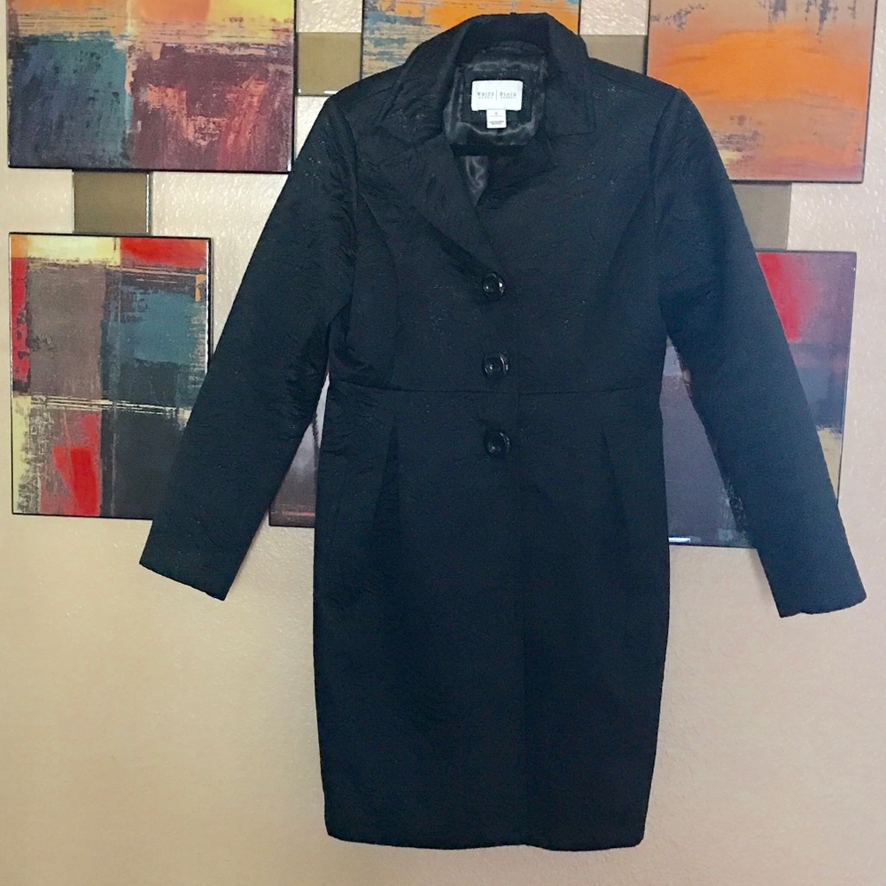 White House Black Market Black Quilted Coat Size S